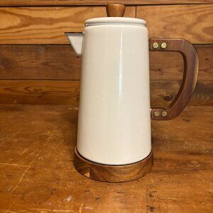 Hearth & Home White and Wood 9" Coffeepot